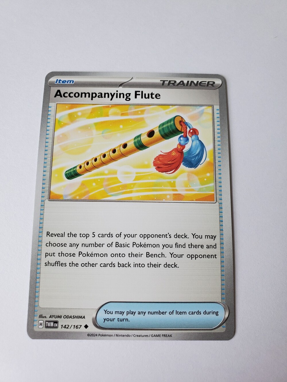 🔵 Trainer Accompanying Flute 142/167 | Twilight Masquerade | Uncommon | NM Card